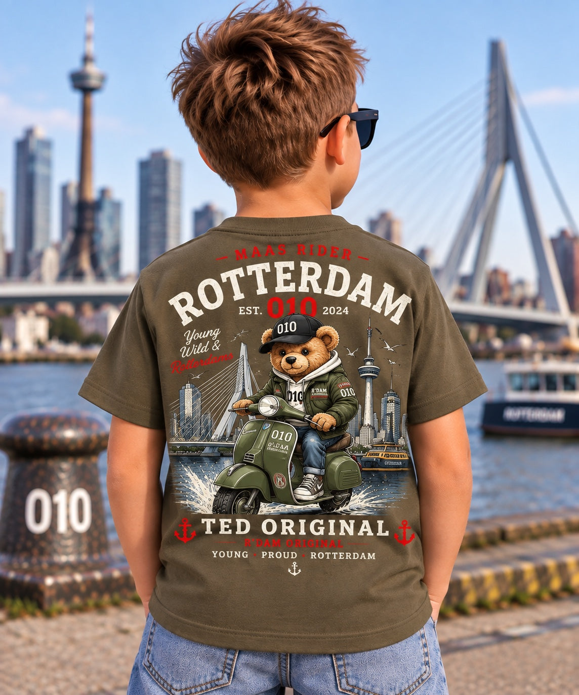 Ted Original Maas Rider kinder T-shirt khaki - achterkant