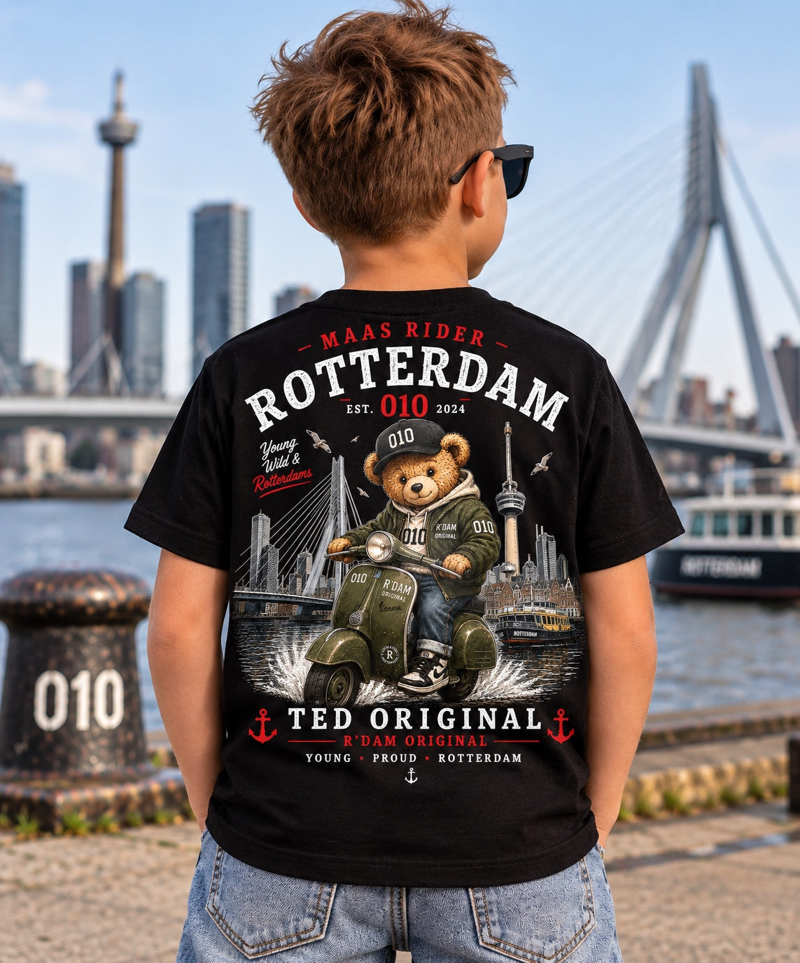 Ted Original Maas Rider kinder T-shirt zwart - achterkant