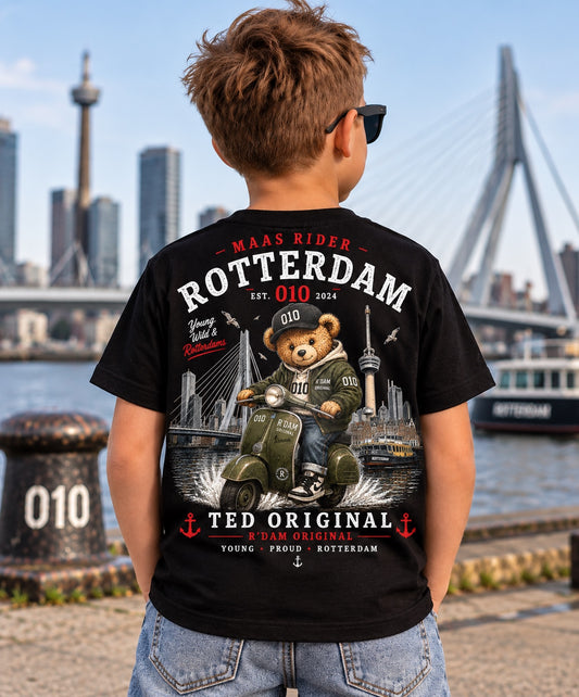 Ted Original Maas Rider kinder T-shirt zwart - achterkant
