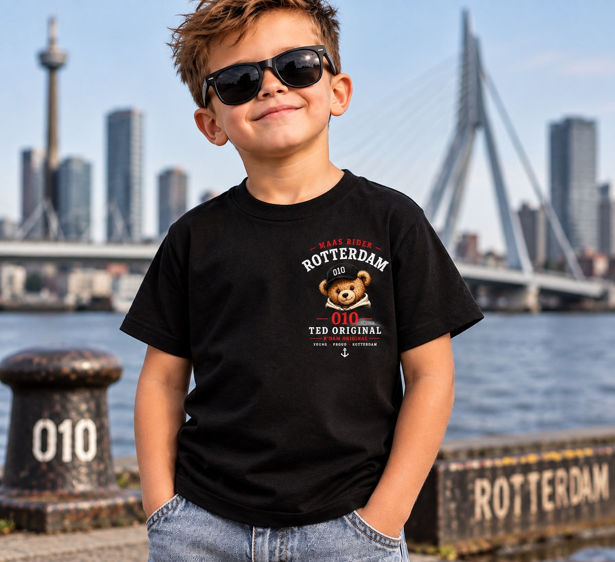 Ted Original Maas Rider kinder T-shirt zwart - voorkant