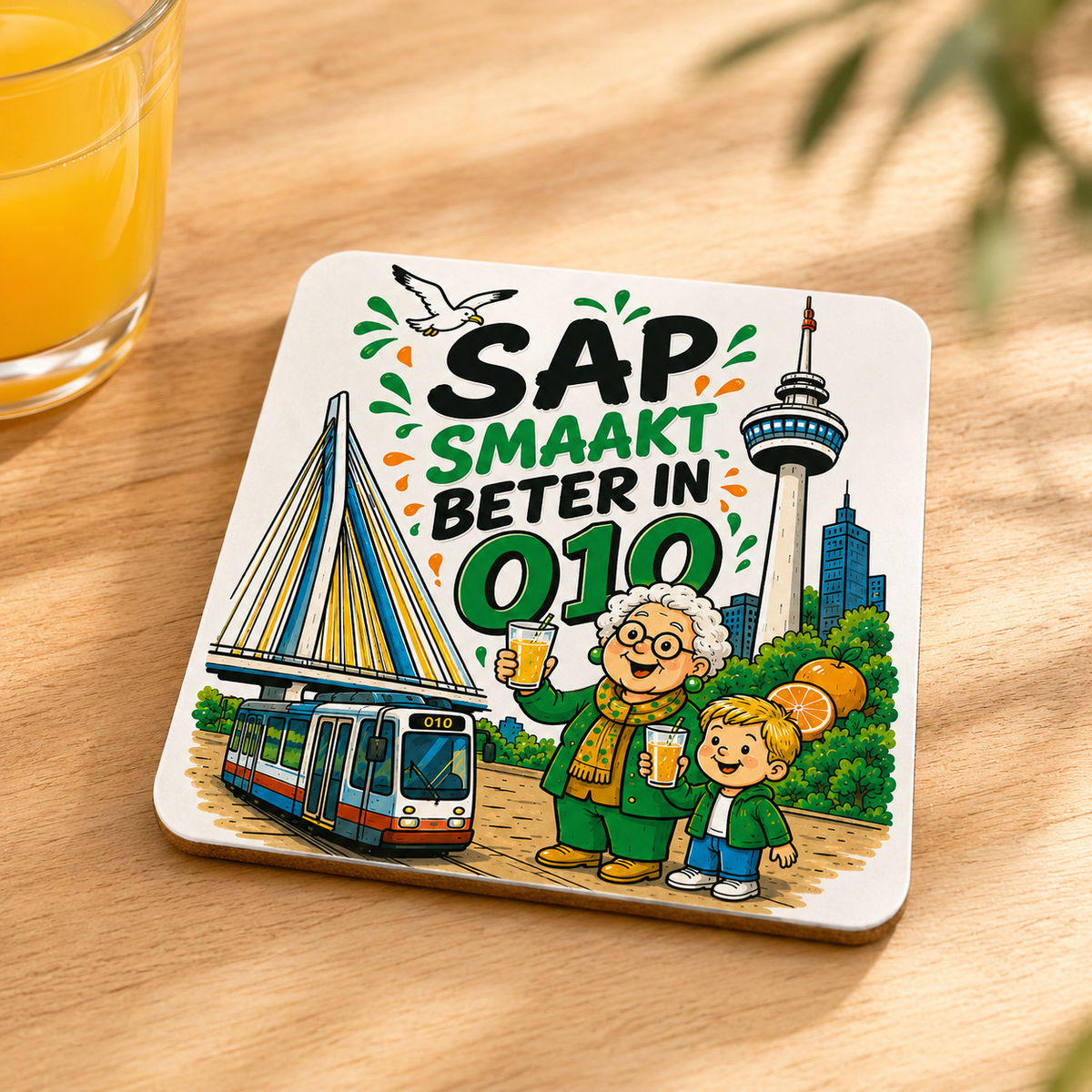 Thuis is 010 onderzetter Sap smaakt beter in 010